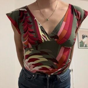 Y2K BCBG PRINTED BLOUSE || SIZE XS
